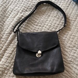 Bree Black Leather Messenger Bag